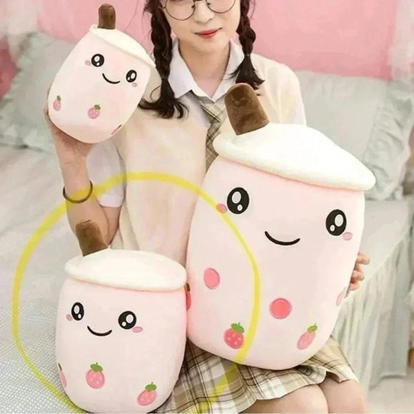 Pink Boba Milkshake Medium Plush Stuffed Toy - Picture 9 of 9